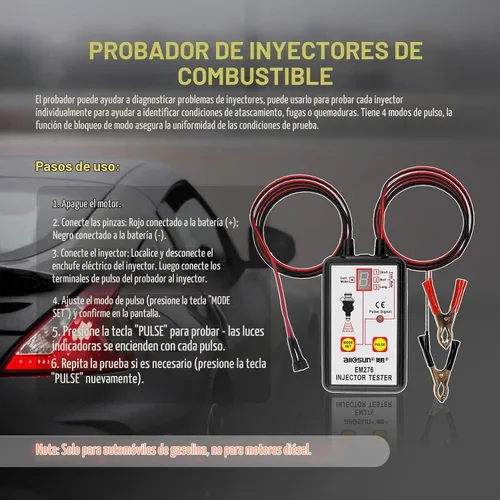 Vista 2 de All-sun comprobador para inyector de combustible, auto diagnóstico, 4 modos de pluse 12 V