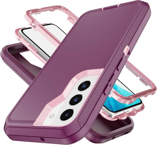 Vista 10 de YmhxcY Funda S22, funda para Galaxy S22, funda duradera de 3 capas a prueba de caídas, protección contra caídas, funda de goma sólida mate