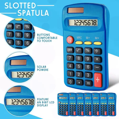 Vista 3 de Youyole Calculadora de bolsillo de 20 piezas a granel solar para calcular básica, mini calculadora de doble potencia de 10 funciones, pequeña