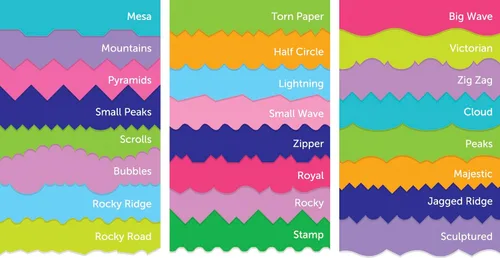 Vista 2 de School Smart Juego de tijeras para bordear papel con soporte, diseños surtidos, paquete de 24