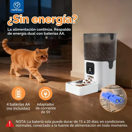 Vista 5 de PAPIFEED Comedero automático WiFi 5G: dispensador automático inteligente de comida para gatos con modo de alimentación lenta, desmontable para una