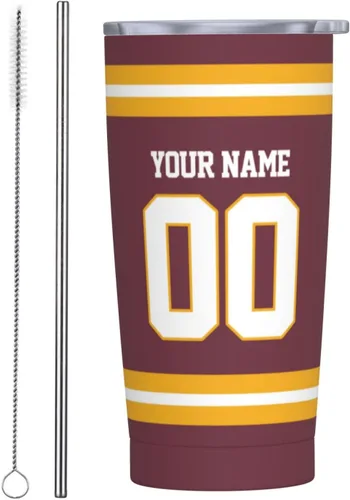 Vista 36 de Arizona - Vaso aislado personalizado con número de nombre, vasos de fútbol personalizados con pajita, taza de viaje personalizada para café, regalos