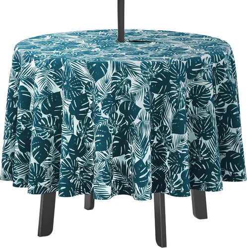 Vista 17 de Mantel redondo para interior/exterior de 58 pulgadas, mantel redondo impermeable para patio, manteles para mesa circular de primavera/verano
