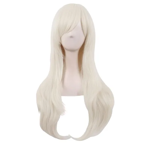 Vista 13 de MapofBeauty - Peluca larga de extremos rizados para cosplay, de 28 pulgadas, para mujer, color Azure Azul celeste