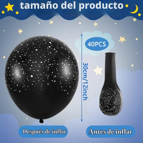 Vista 2 de Deekin 40 globos metálicos de 12 pulgadas con temática de galaxia, globos de látex para el espacio exterior, planeta, temática de astronauta