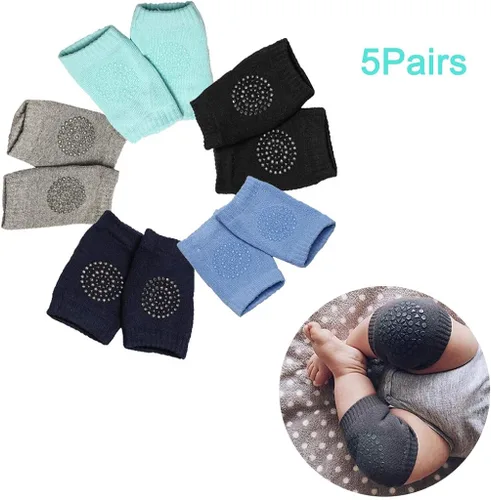 Vista 2 de Rodilleras unisex para bebé, 5 deslizantes, para bebés, pares de rodilleras para niños pequeños, calcetines para niños, talla 6, calcetines