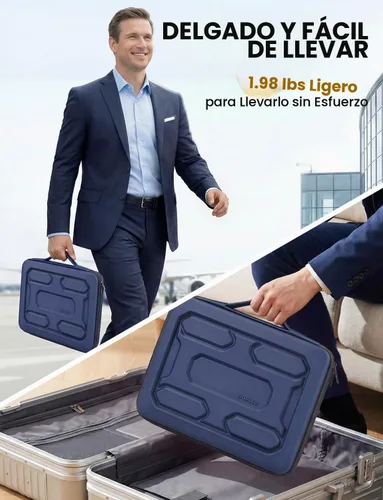 Vista 8 de DOMISO Funda rígida para portátil de 17-17.3 pulgadas impermeable a prueba de golpes con asa y bolsillo de almacenamiento, compatible con MacBook