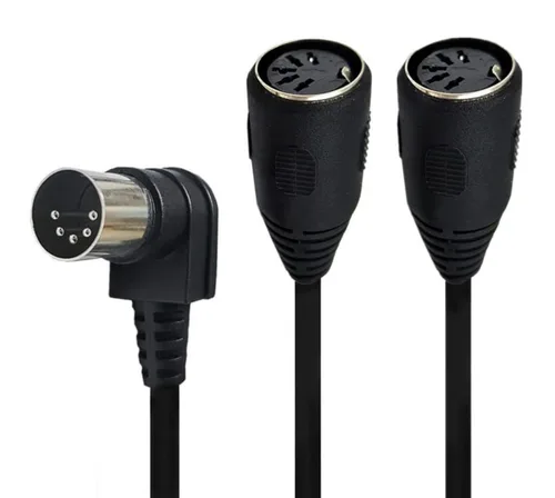 Vista 3 de Seadream DIN 5-Pin Splitter Y Adaptador MIDI Cable 1.64FT MIDI 5 Pin en ángulo recto macho a doble 2 x DIN 5 Pin hembra Cable de audio de extensión