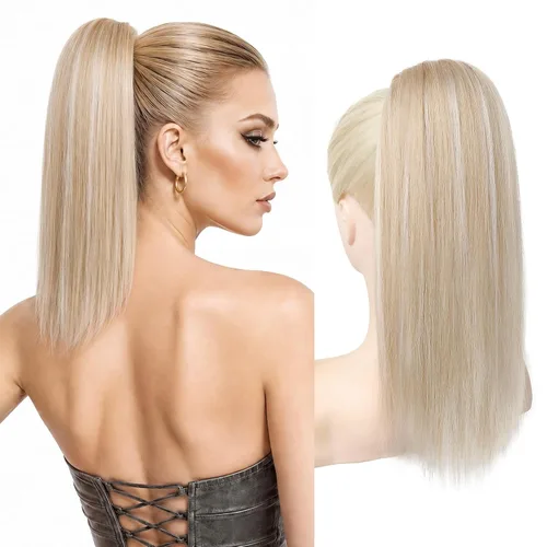 Vista 10 de SEIKEA Extensiones de cola de caballo con cordón, larga y recta, cola de caballo falsa, natural, suave, extensiones de cabello sintético resistente