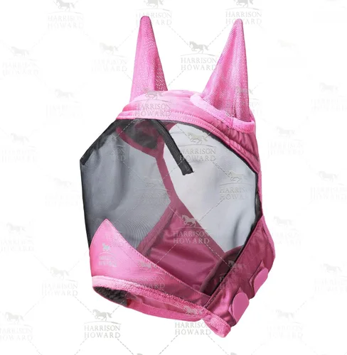 Vista 45 de Harrison Howard Máscara de mosca de caballo luminosa profesional estándar con orejas protección UV para caballo, azul y plateado, pequeño poni Azul