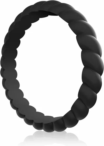 Vista 23 de Egnaro Anillo de boda de aniversario de silicona para mujer, 0.1 in