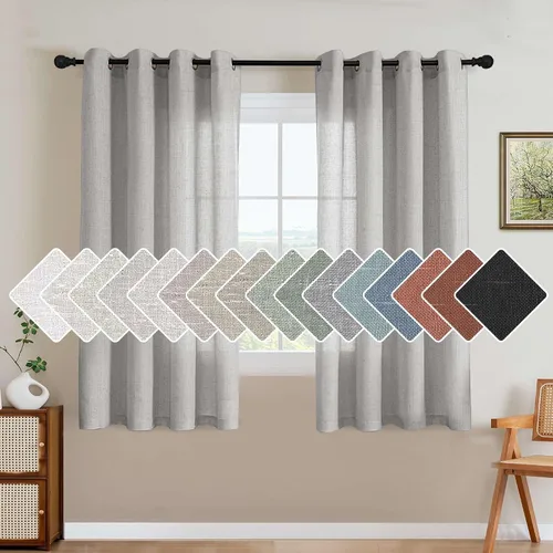 Vista 74 de H.VERSAILTEX Elegant - Cortinas texturizadas de lino natural mezclado con eficiencia energética, filtrado de luz, con ojales de níquel