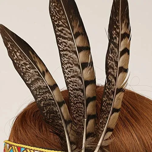 Vista 8 de R STAR Diadema de plumas india, diadema bohemia borlas banda para el pelo diadema americana Headwear para mujeres y niñas
