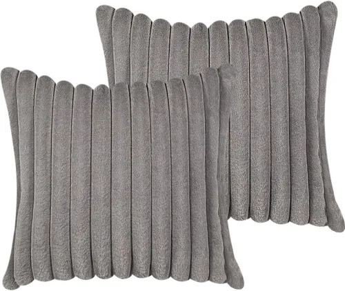 Vista 11 de Juego de 2 fundas de almohada decorativas de 16 x 16 pulgadas, fundas decorativas de piel sintética para cama, sofá, funda de almohada suave y Negro