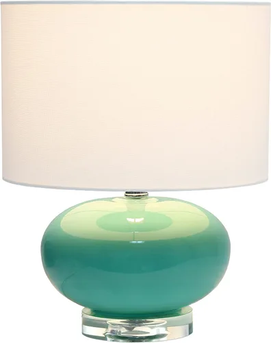 Vista 2 de Elegant Designs LT1127-AQU - Lámpara de mesa de 15.25 pulgadas con pantalla de tela blanca, moderna y contemporánea, con huevo de cerámica, estándar
