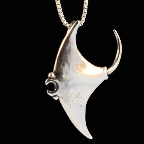 Vista 2 de Collar Manta Ray Colgante de Plata Ocean Stingray