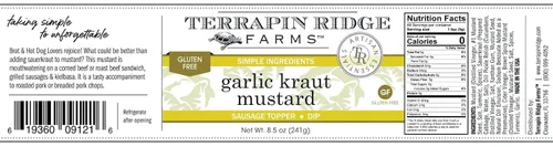 Vista 5 de Terrapin Ridge Farms Garlic Kraut Mustard – Mostaza gourmet audaz y picante para sándwiches, mocosos y más – Tarro de 8.5 onzas