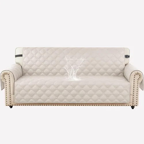 Vista 12 de XINEAGE Funda impermeable para sillón, funda para sofá de 1 plaza con correas elásticas y bolsillos, triple protección antideslizante, lavable