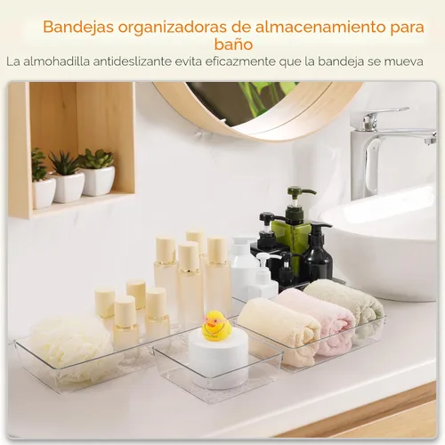 Vista 6 de Criusia - Organizador de cajones, juego de 10 piezas de gran tamaño de plástico transparente, 3 tamaños versátiles, bandejas organizadoras de baño