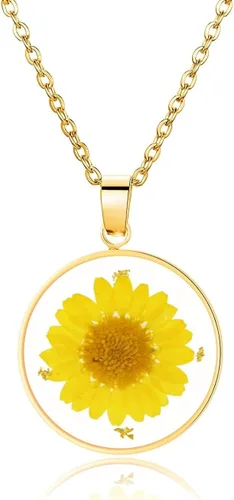 Vista 107 de Pressed Flower Necklace Gift for Women Personalized Handmade Necklaces Birth Flower Necklace