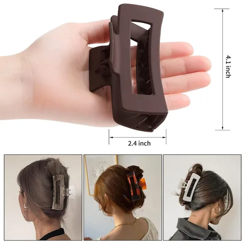 Vista 3 de Sisiaipu Pinzas de pelo grandes de 4 pulgadas, 6 piezas de garra grande para cabello grueso, pinzas cuadradas para el cabello para mujeres, pinzas