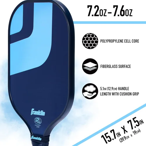 Vista 5 de Franklin Sports Juego de paletas y pelotas de pickleball – (2) paletas de fibra de vidrio + (4) bolas X-40 – aprobado por Pickleball de Estados