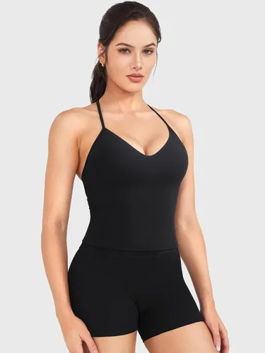 Vista 6 de YEOREO CoreFlex Impact Halter - Camiseta sin mangas para mujer Negro