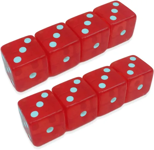 Vista 6 de Juego de 10 dados de 0.630 in de 6 caras D6 RPG D&D transparente rojo + bolsa