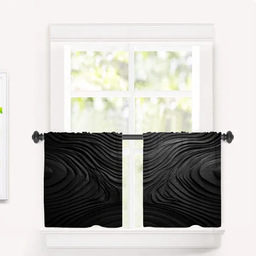 Vista 127 de Maritime Ocean Blackout Tier Curtains, Anchors Nautical Art Half Window Drapes for Kitchen with Rod Pocket,Room Darkening 2 Pack 26X24 Inches