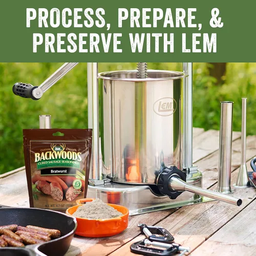 Vista 6 de LEM Products Backwoods Bratwurst – Salchicha curada con condimento, ideal para caza silvestre y carne doméstica, sazona hasta 25 libras de carne