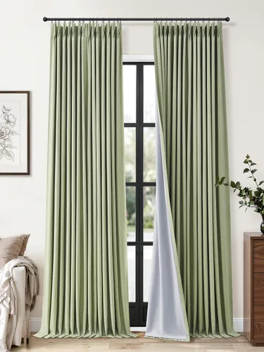 Vista 36 de Cortinas opacas plisadas de lino beige y blanco de 90 pulgadas de largo para dormitorio o sala de estar, juego de 2 paneles, oscurecimiento