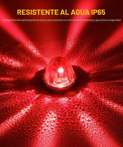 Vista 6 de Partsam Kit de 2 luces de sandía con lente de vidrio rojo, luces LED de parada y giro con bisel de acero inoxidable y base de repuesto para Lente