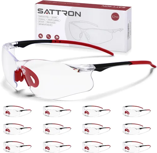 Vista 8 de Gafas de seguridad transparentes, paquete de 3, gafas protectoras con protección UV ANSI Z87.1, gafas de seguridad resistentes a arañazos e