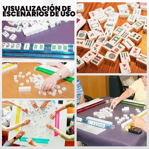 Vista 6 de Nuevo juego de mahjong americano, 166 azulejos premium con dados de metal