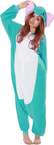Vista 2 de Elefante Kigurumiadultos disfraz talla única Azul
