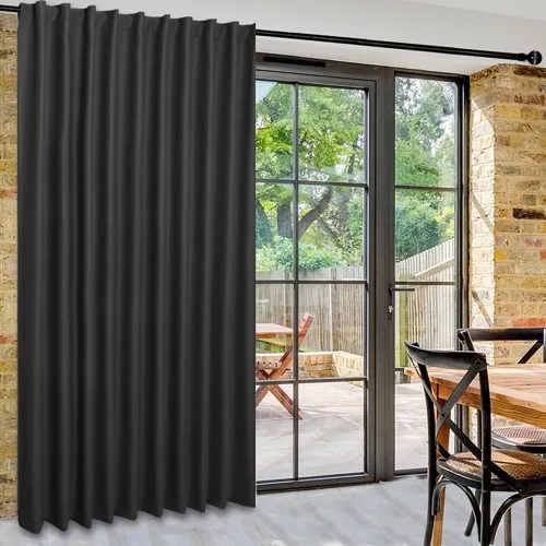 Vista 67 de DWCN Cortina opaca divisora de privacidad para puerta corrediza de patio, cortinas térmicas extra anchas con pestaña trasera y bolsillo para barra