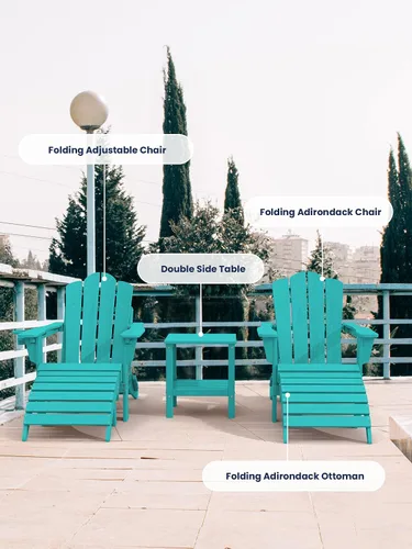 Vista 6 de KINGYES Otomana Adirondack plegable para silla Adirondack, Aruba