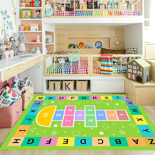 Vista 20 de Alfombras de área para niños, 3 x 4 pies, alfabeto, números y formas, alfombra de aprendizaje educativa para niños para sala de juegos, sala