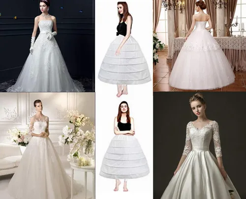 Vista 6 de Falda de aro completa de línea A vestido de novia para vestido de novia de crinoline vestido de baile