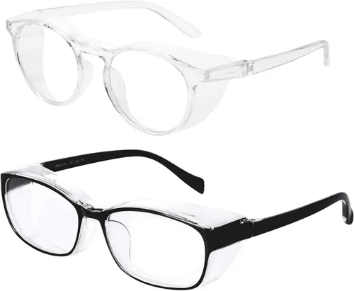 Vista 12 de willochra Paquete de 2 gafas de seguridad antivaho con protección lateral, bloqueo de luz azul, cómodas gafas de laboratorio transparentes