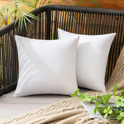 Vista 76 de MIULEE - Paquete de 2 fundas de almohada decorativas para exteriores, impermeables, sólidas, de imitación de lino, para jardín, casa de campo, Azul