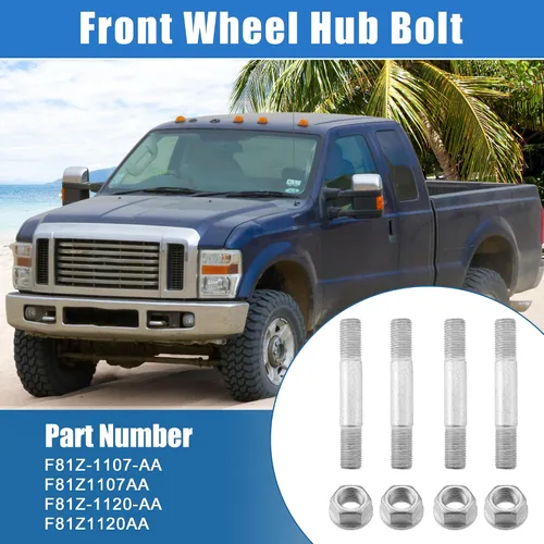 Vista 2 de X AUTOHAUX Juego de 4 accesorios de montaje de cubo de rueda para Ford F250 F350 F450 F550 Excursion 1999-2004 Metal tono plateado F81Z1107AA