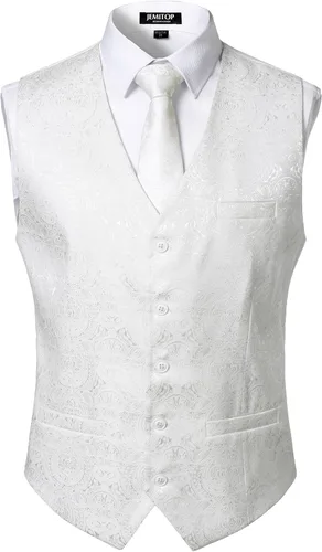 Vista 9 de JEMITOP Chaleco de vestir de cachemira para hombre, chaleco de traje Negro