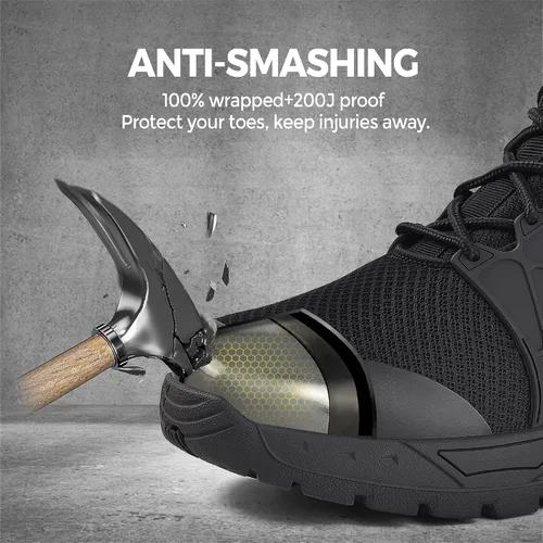 Vista 2 de SUADEX Botas de punta de acero para hombres y mujeres, soporte de arco, impermeables, para construcción, indestructibles, botas de seguridad