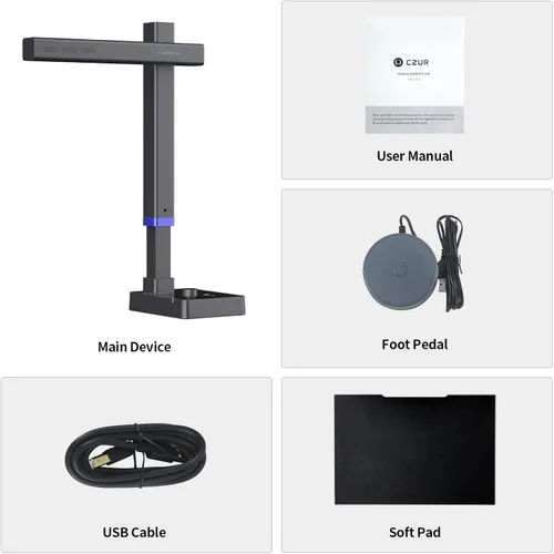 Vista 7 de CZUR Shine Ultra Pro Escáner de Documentos de 24MP, Escáner de Libros USB, Cámara de Documentos Portátil, Escáner de Libros de Formato Grande A3