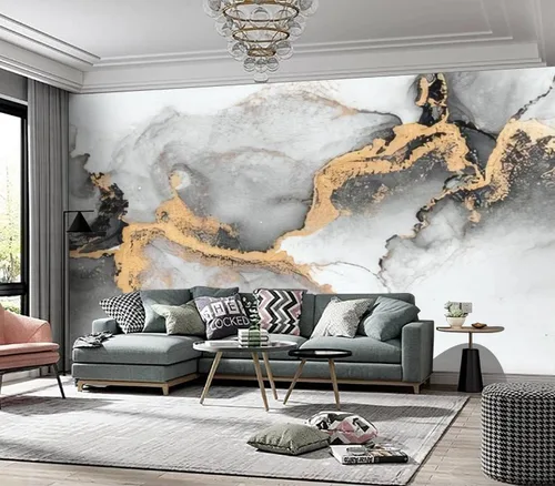 Vista 2 de Fotos de mármol mural personalizado, textura de oro negro, papel tapiz para despegar y pegar, paisaje natural, póster 3D, papel tapiz fotográfico