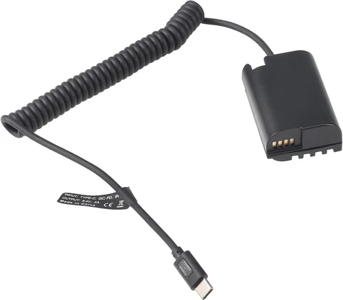 Vista 4 de FocusFoto USB 3.1 USB-C Tipo-C a DMW-BLK22/DMW-DCC17 Cable adaptador de alimentación de batería falsa decodificada para cámara Panasonic Lumix S5