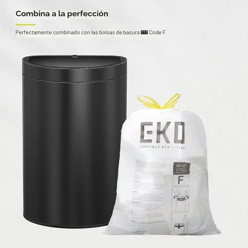Vista 9 de EKO Mirage - Cubo de basura semicircular con sensor de movimiento de 47 litros/12.4 galones, cubo de basura automático para cocina con compartimento