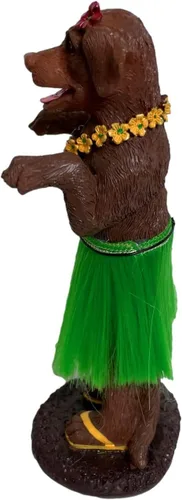 Vista 3 de Franchise Figurine Co Chocolate Labrador Dashboard Hula Dog 6 pulgadas 6" Hawaiian Bobblehead Figurine para automóvil, escritorio y hogar Regalo