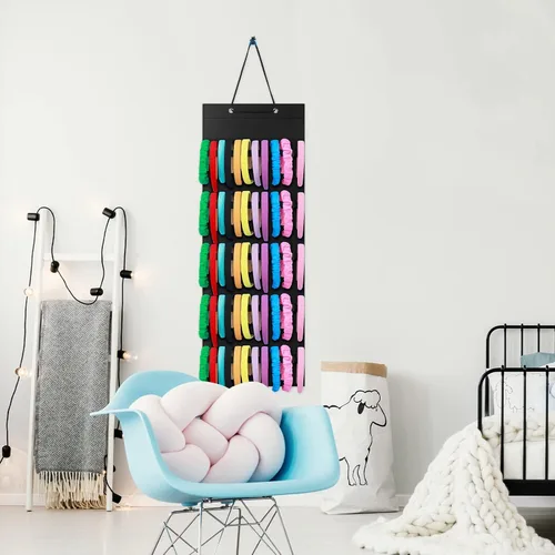 Vista 7 de Tudomro Soporte Colgante para Diademas para Niñas Organizador de Accesorios de Cabello de Felpa con 60 Bandas Elásticas Soporte para Lazos